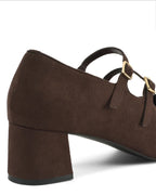 Hepburn Coffee Belle Buckle Heels - Lino Perros
