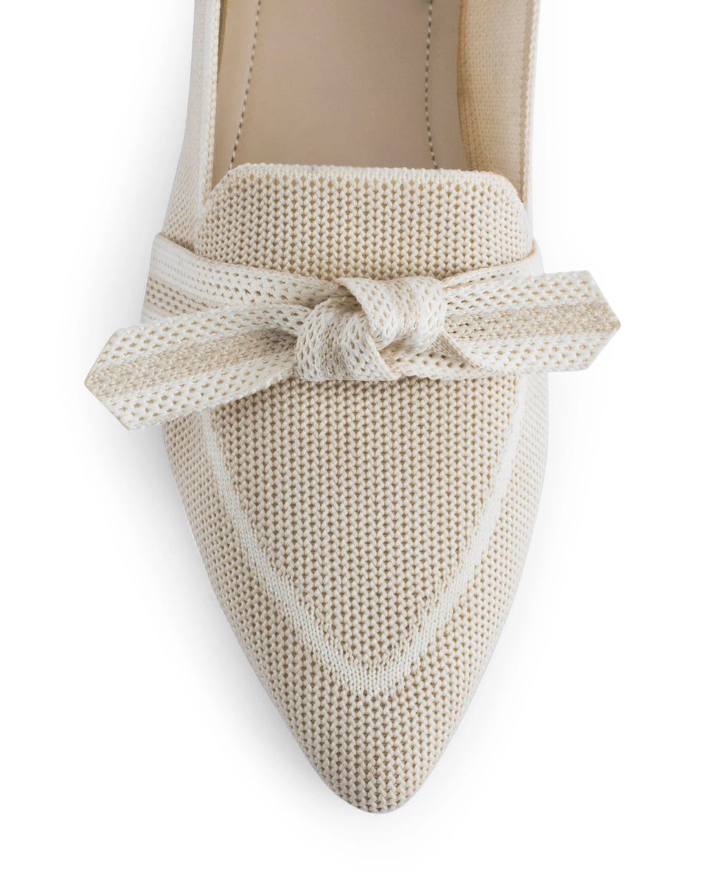 Hepburn Beige Daisy Bow Loafers