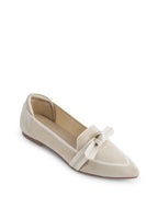 Hepburn Beige Daisy Bow Loafers
