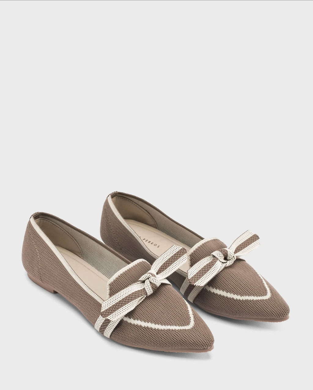 Hepburn Taupe Daisy Bow Loafers - Lino Perros