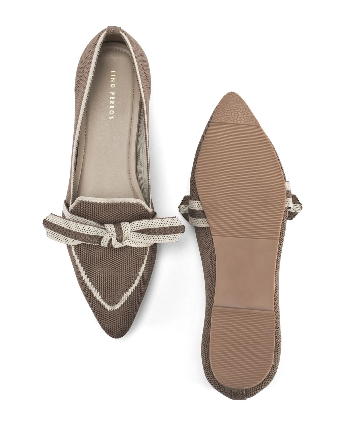 Hepburn Taupe Daisy Bow Loafers - Lino Perros
