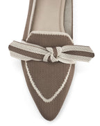 Hepburn Taupe Daisy Bow Loafers - Lino Perros