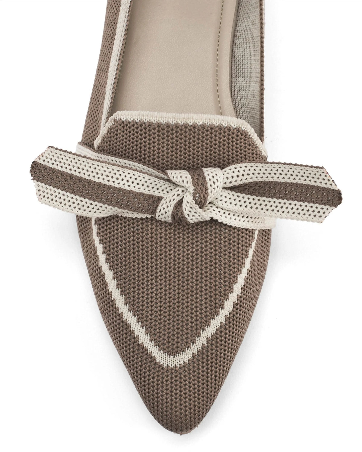 Hepburn Taupe Daisy Bow Loafers - Lino Perros