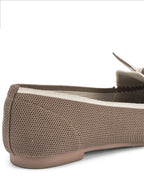 Hepburn Taupe Daisy Bow Loafers - Lino Perros