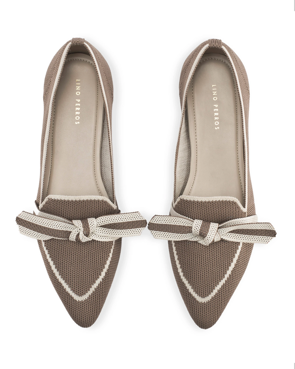 Hepburn Taupe Daisy Bow Loafers - Lino Perros