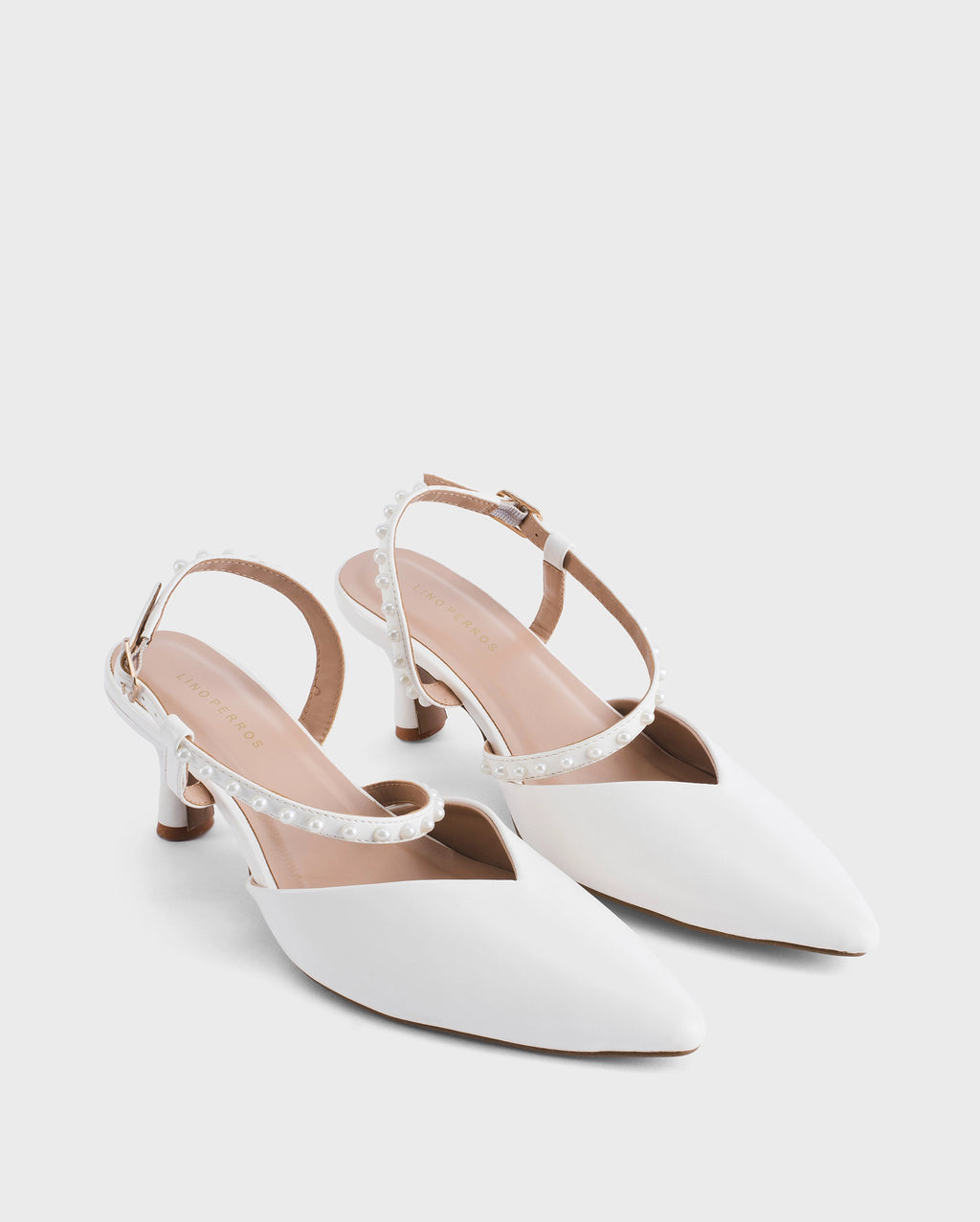 Victoria Bella Pearl Kitten White Heels