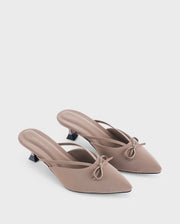 Hepburn Bow Bliss Beige Kitten Heels