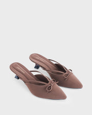 Hepburn Bow Bliss Brown Kitten Heels