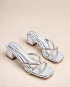 Victoria Radiance Silver Block Heels