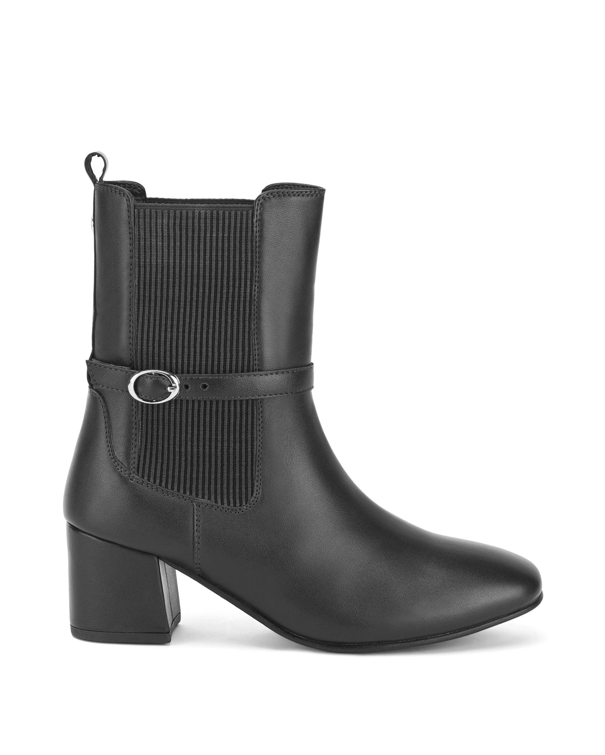 Ava Belted Charm Black Ankle Boots