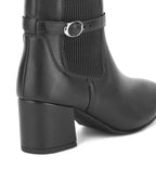 Ava Belted Charm Black Ankle Boots
