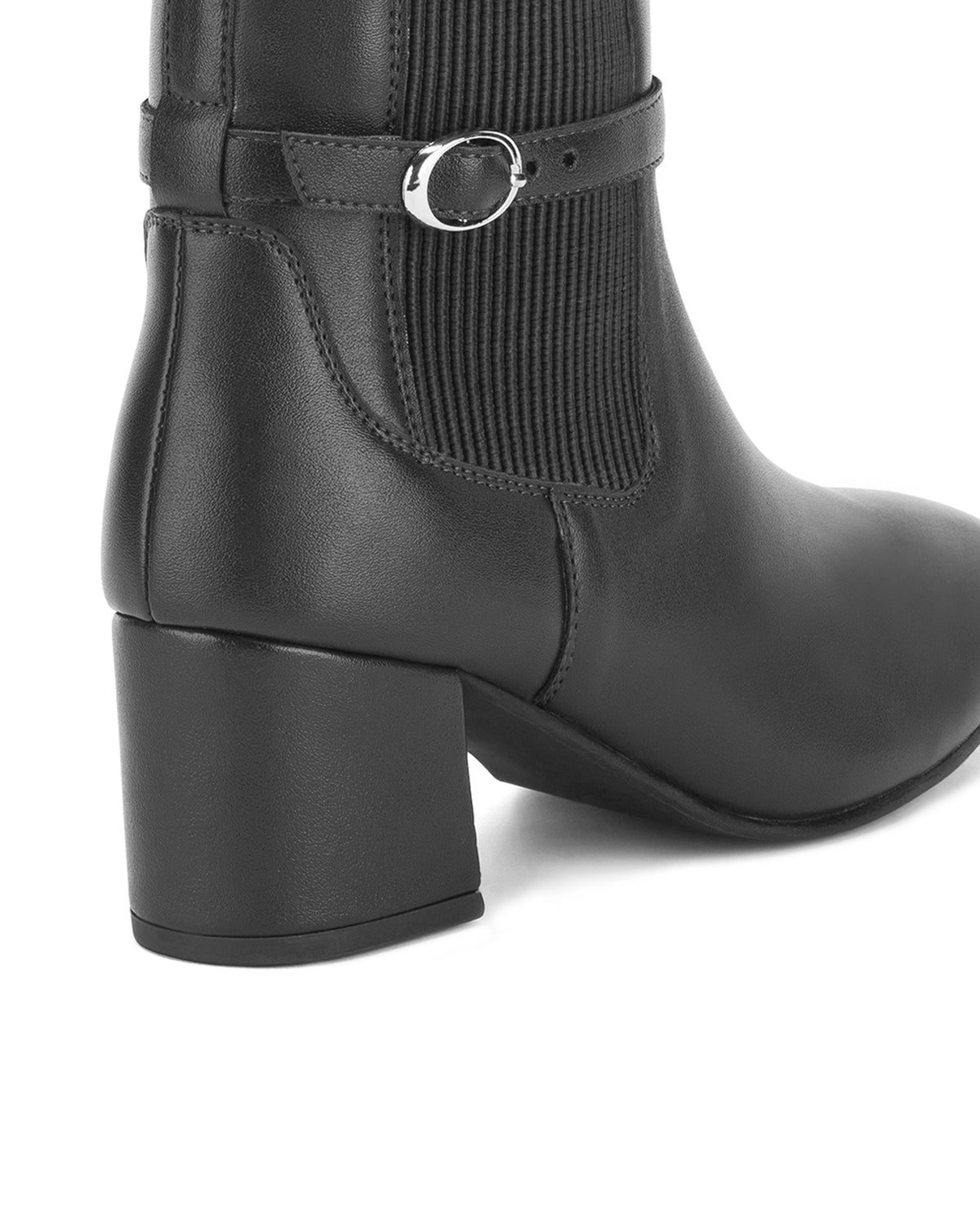 Ava Belted Charm Black Ankle Boots