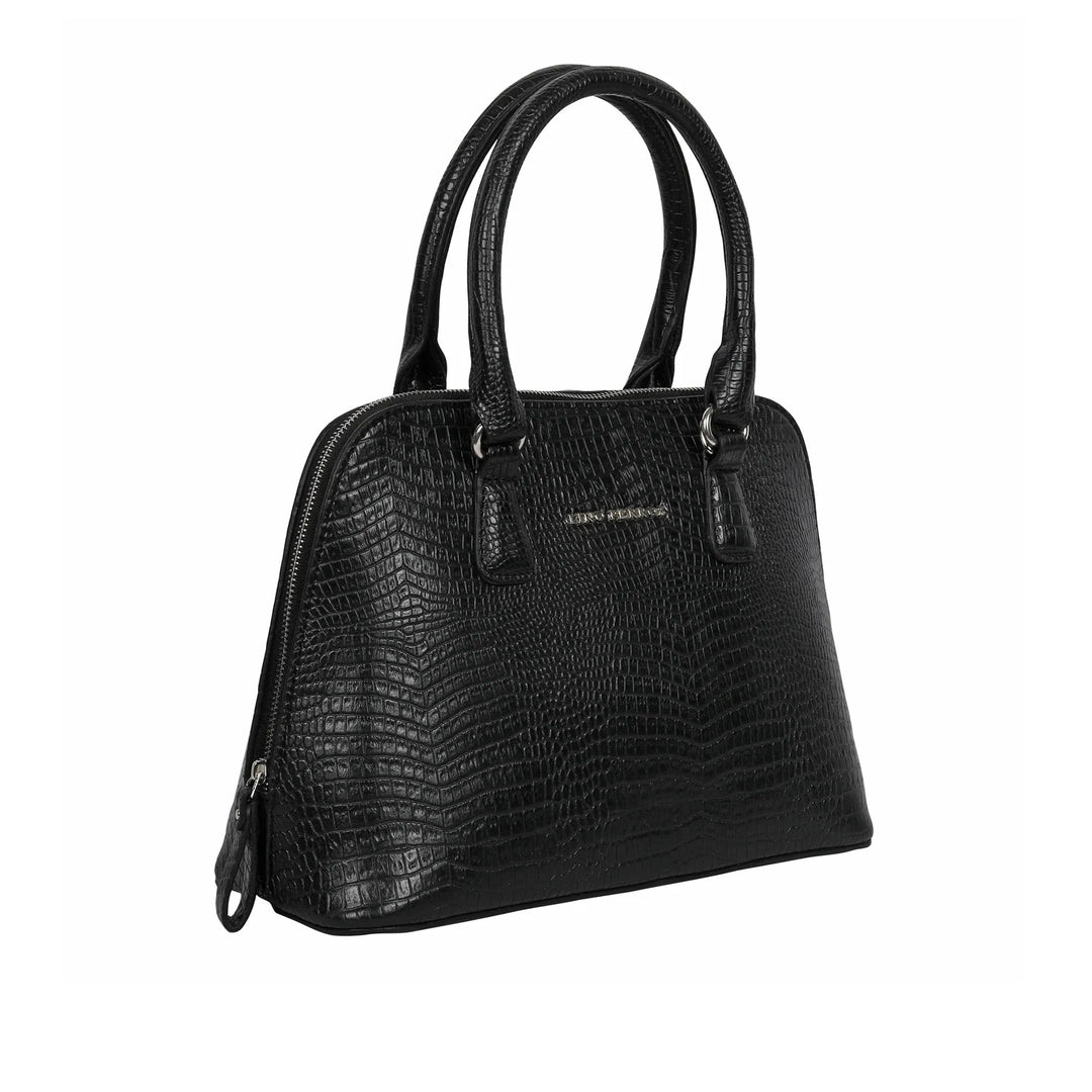 Buy Voyage Rome Croco Black Satchel Bag | Lino Perros