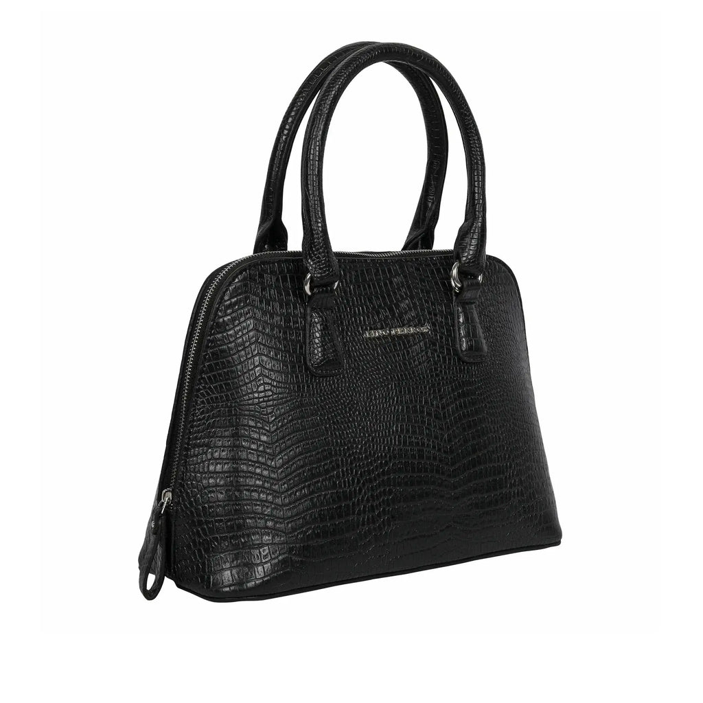 Voyage Rome Croco Black Satchel Bag - Lino Perros