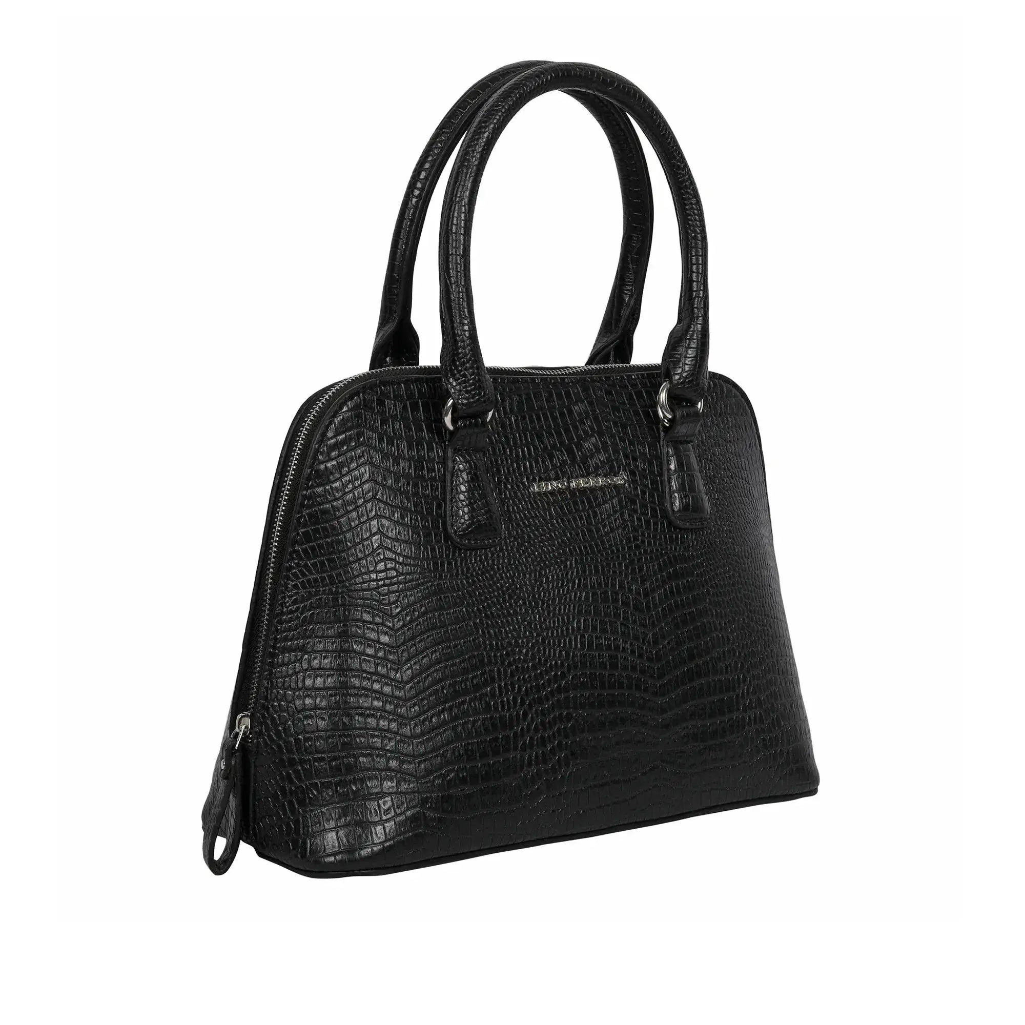 Voyage Rome Croco Black Satchel Bag - Lino Perros