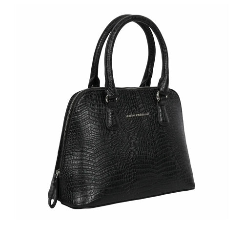 Voyage Rome Croco Black Satchel Bag - Lino Perros
