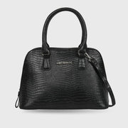 Voyage Rome Croco Black Satchel Bag