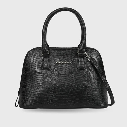 Voyage Rome Croco Black Satchel Bag - Lino Perros