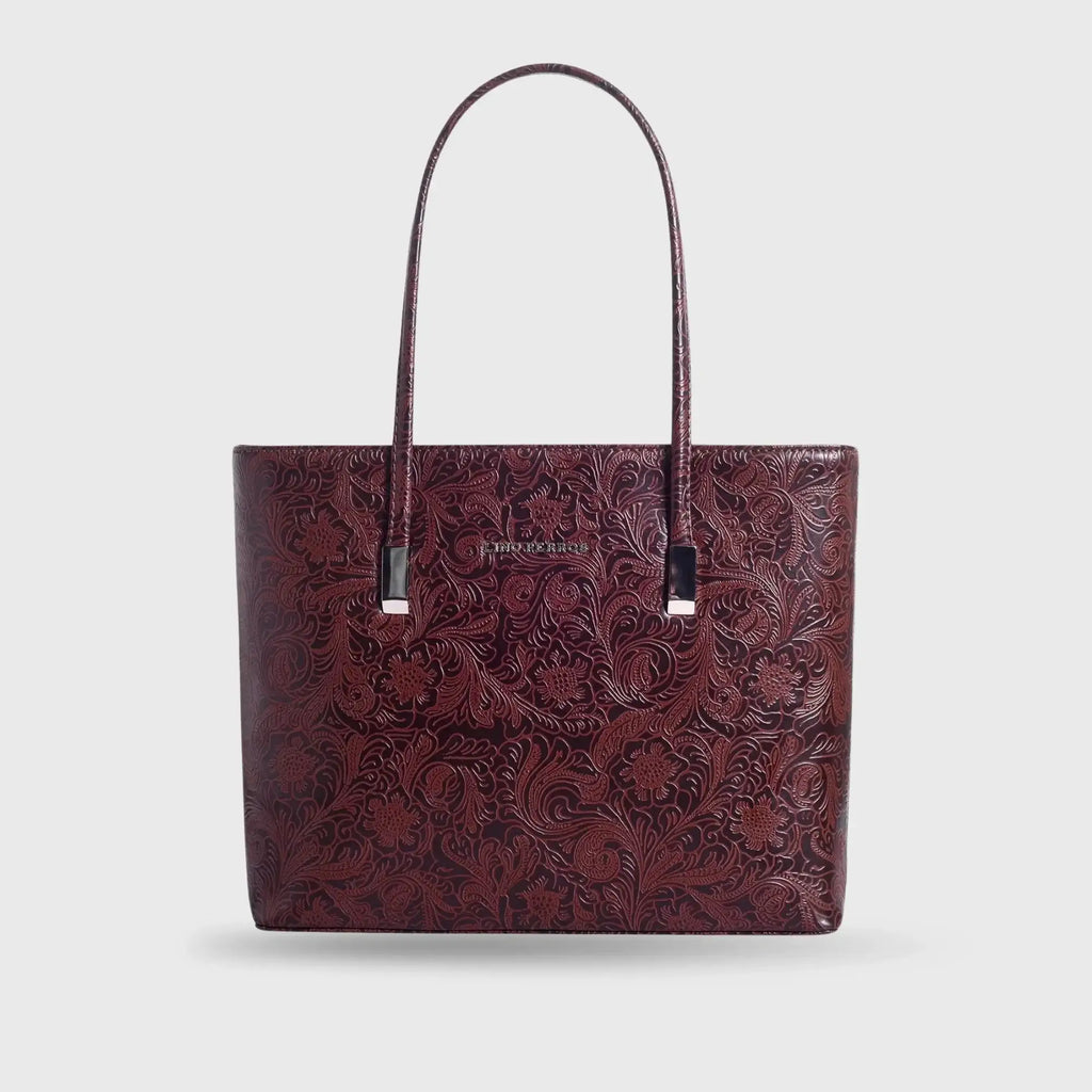 Avril Minimalist Floral Brown Tote Bag - Lino Perros