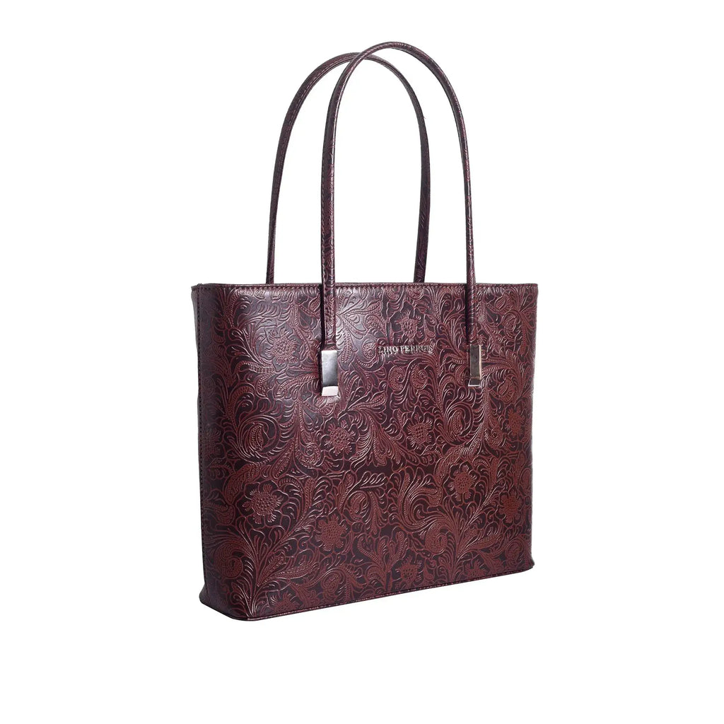 Avril Minimalist Floral Brown Tote Bag - Lino Perros