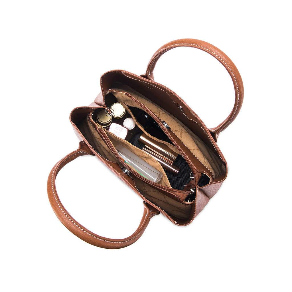 Avril Fine Tan Satchel Bag - Lino Perros