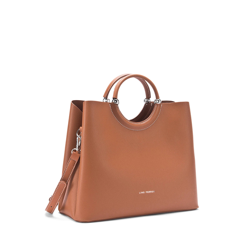 Avril Top Handle Tan Satchel Bag - Lino Perros