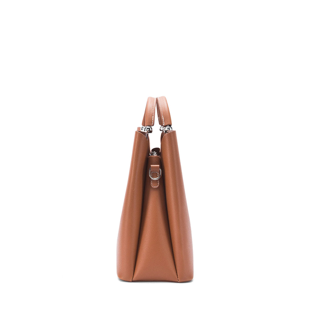 Avril Top Handle Tan Satchel Bag - Lino Perros