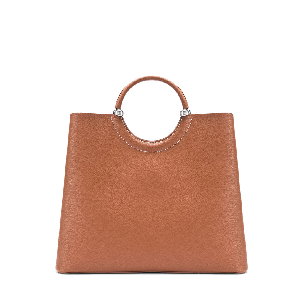 Avril Top Handle Tan Satchel Bag - Lino Perros