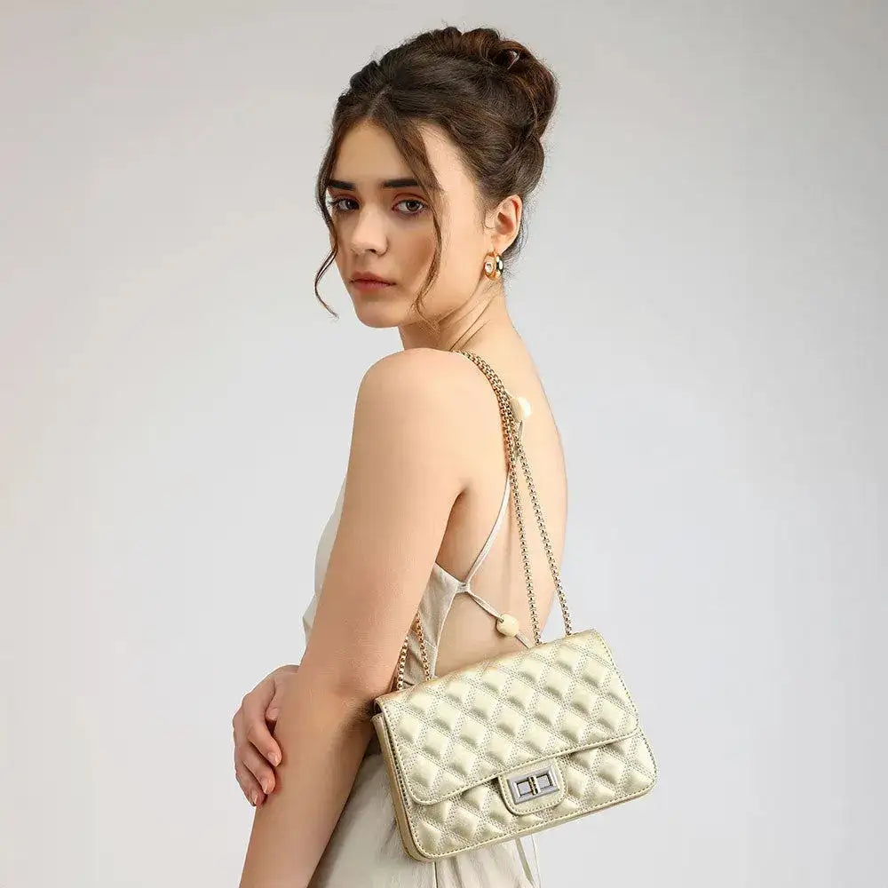 Maddie High Fashion Golden Shoulder Bag - Lino Perros