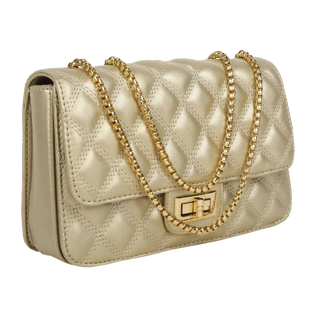 Maddie High Fashion Golden Shoulder Bag - Lino Perros