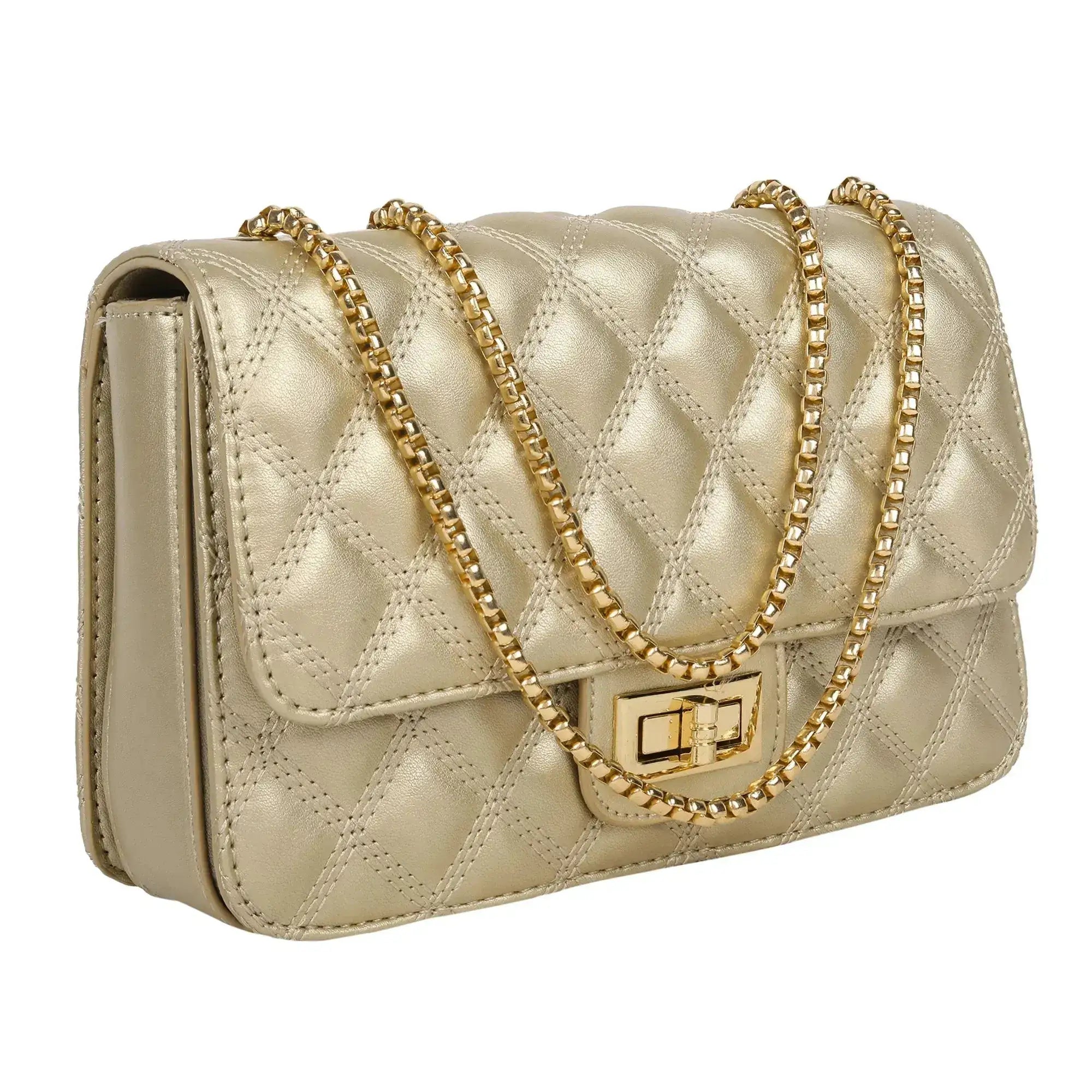 Maddie High Fashion Golden Shoulder Bag - Lino Perros