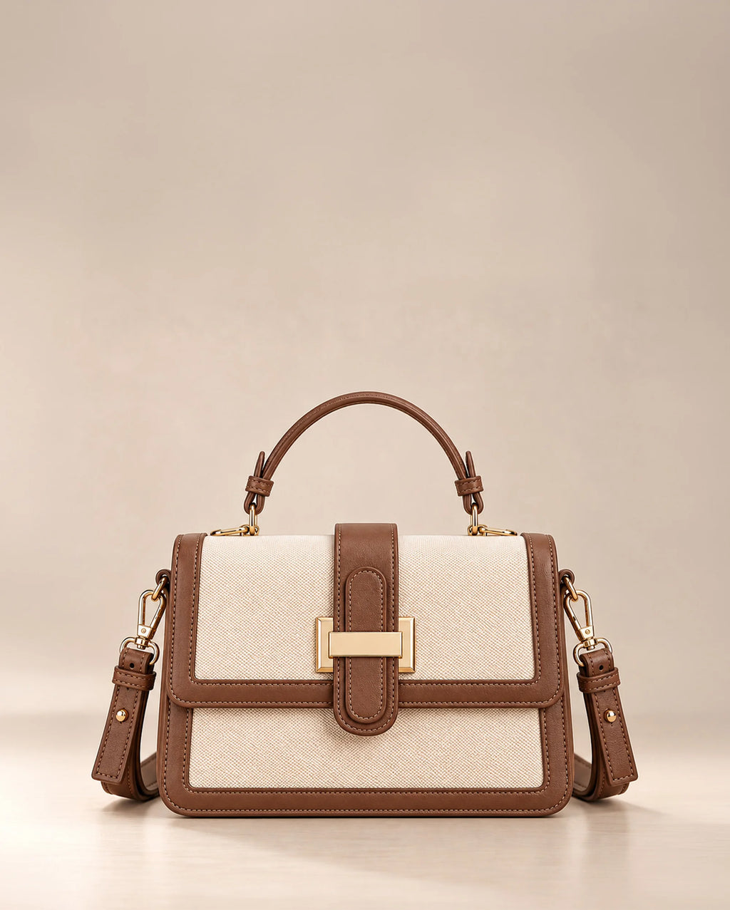 Valley Floral-Infused Beige Satchel Bag - Lino Perros
