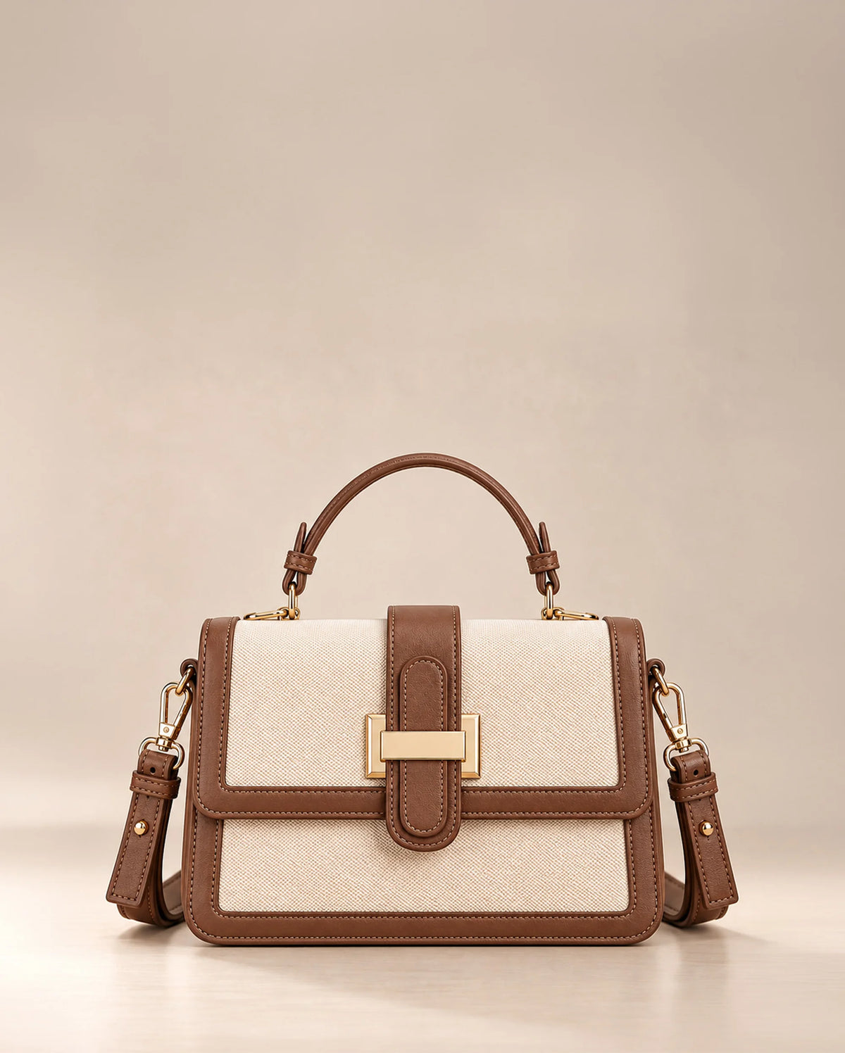 Valley Floral-Infused Beige Satchel Bag - Lino Perros