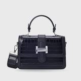 Valley Floral-Infused Black Satchel Bag