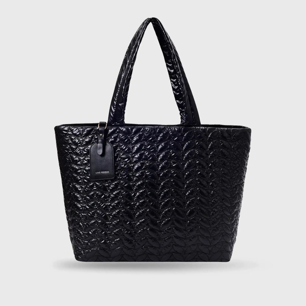 Maddie High Shine Black Tote Bag - Lino Perros