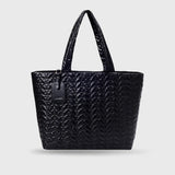 Maddie High Shine Black Tote Bag