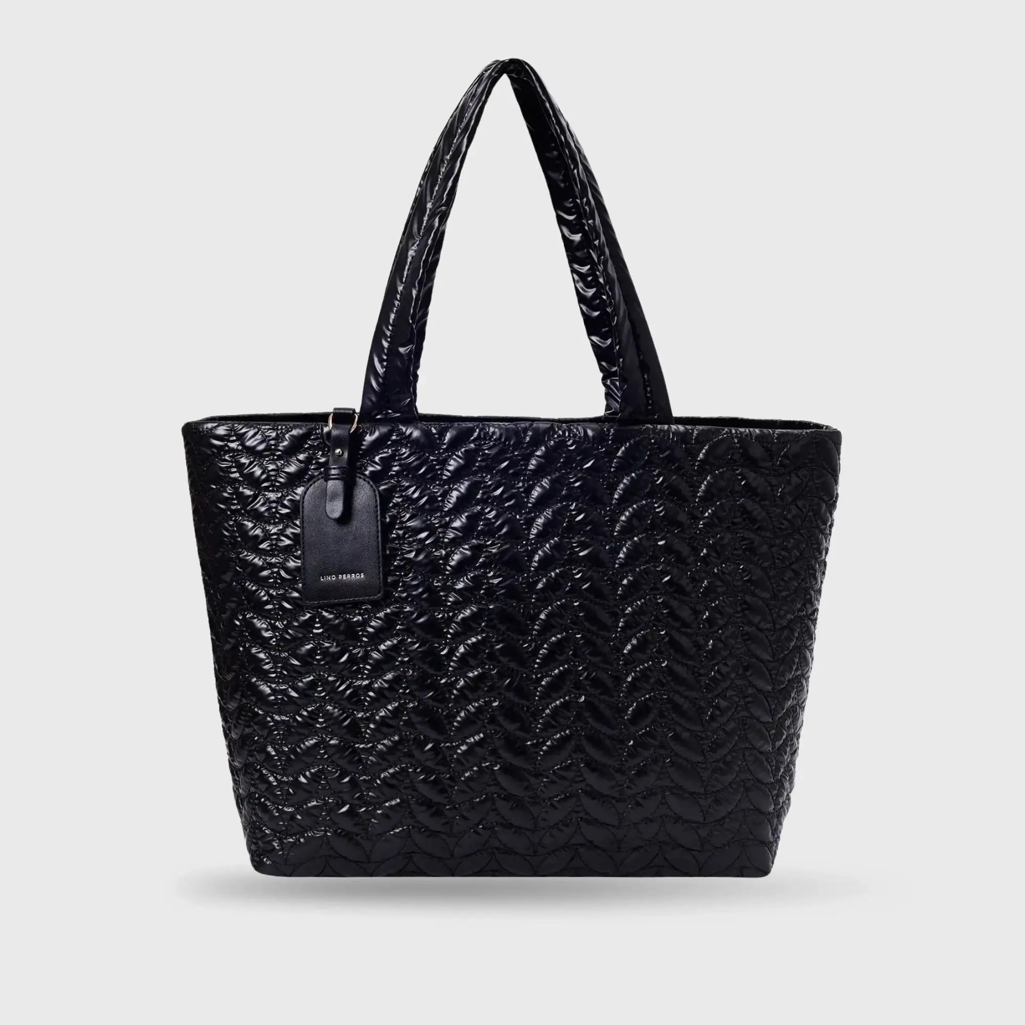 Maddie High Shine Black Tote Bag - Lino Perros