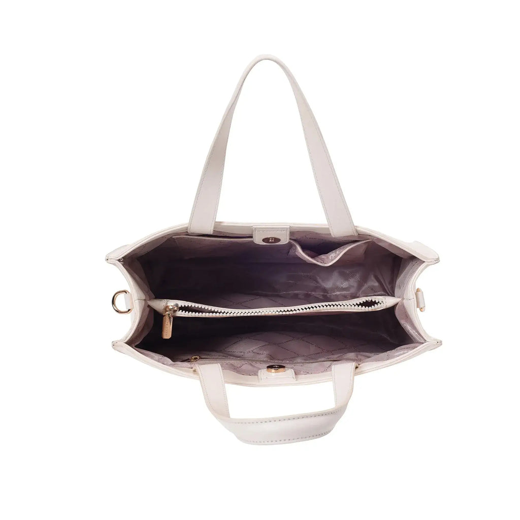 Avril The Trendy Off-White Office Tote - Lino Perros