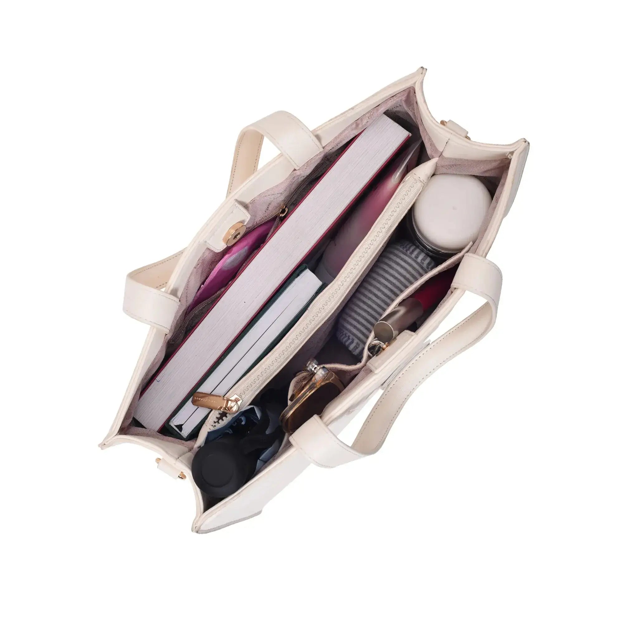 Avril The Trendy Off-White Office Tote - Lino Perros