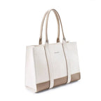 Voyage Color-blocked Commuter Beige-White Tote bag - Lino Perros