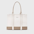 Voyage Color-blocked Commuter Beige-White Tote bag - Lino Perros