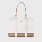 Voyage Color-blocked Commuter Beige-White Tote bag - Lino Perros