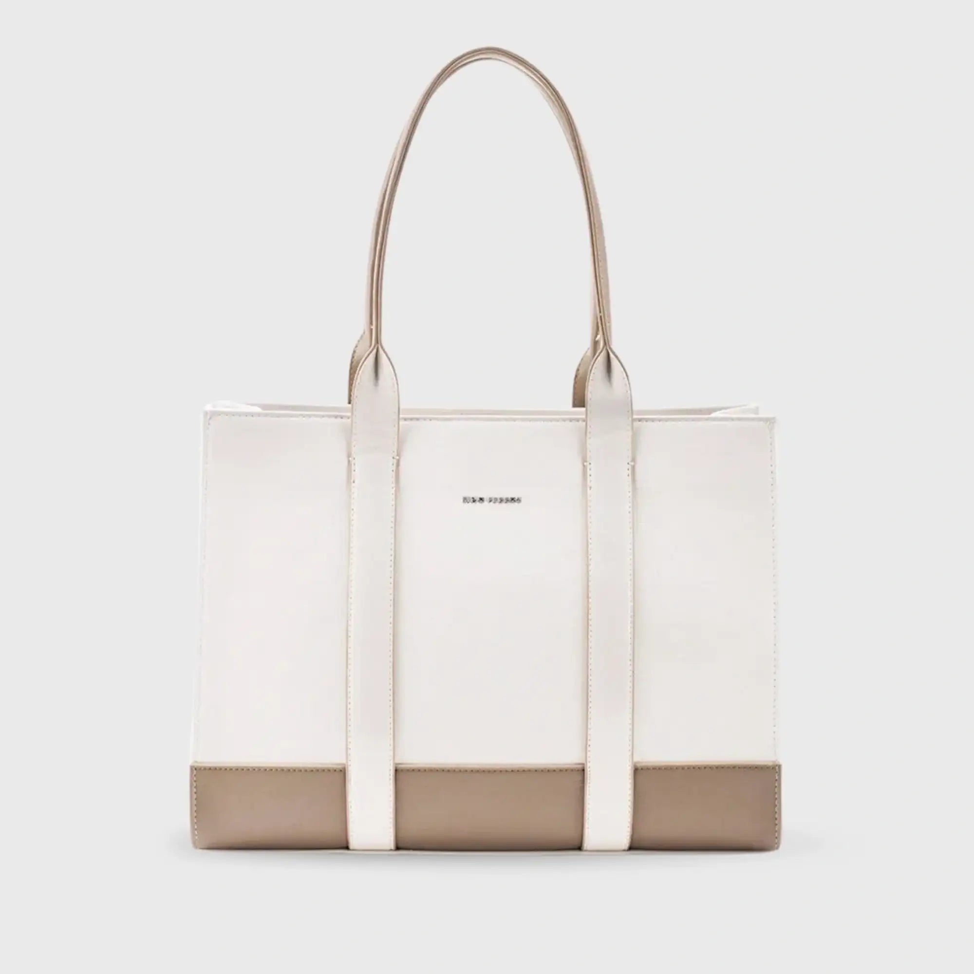 Voyage Color-blocked Commuter Beige-White Tote bag - Lino Perros