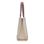 Voyage Color-blocked Commuter Beige Tan Tote bag - Lino Perros