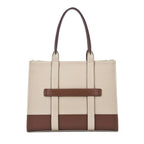 Voyage Color-blocked Commuter Beige Tan Tote bag - Lino Perros