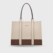 Voyage Color-blocked Commuter Beige Tan Tote bag