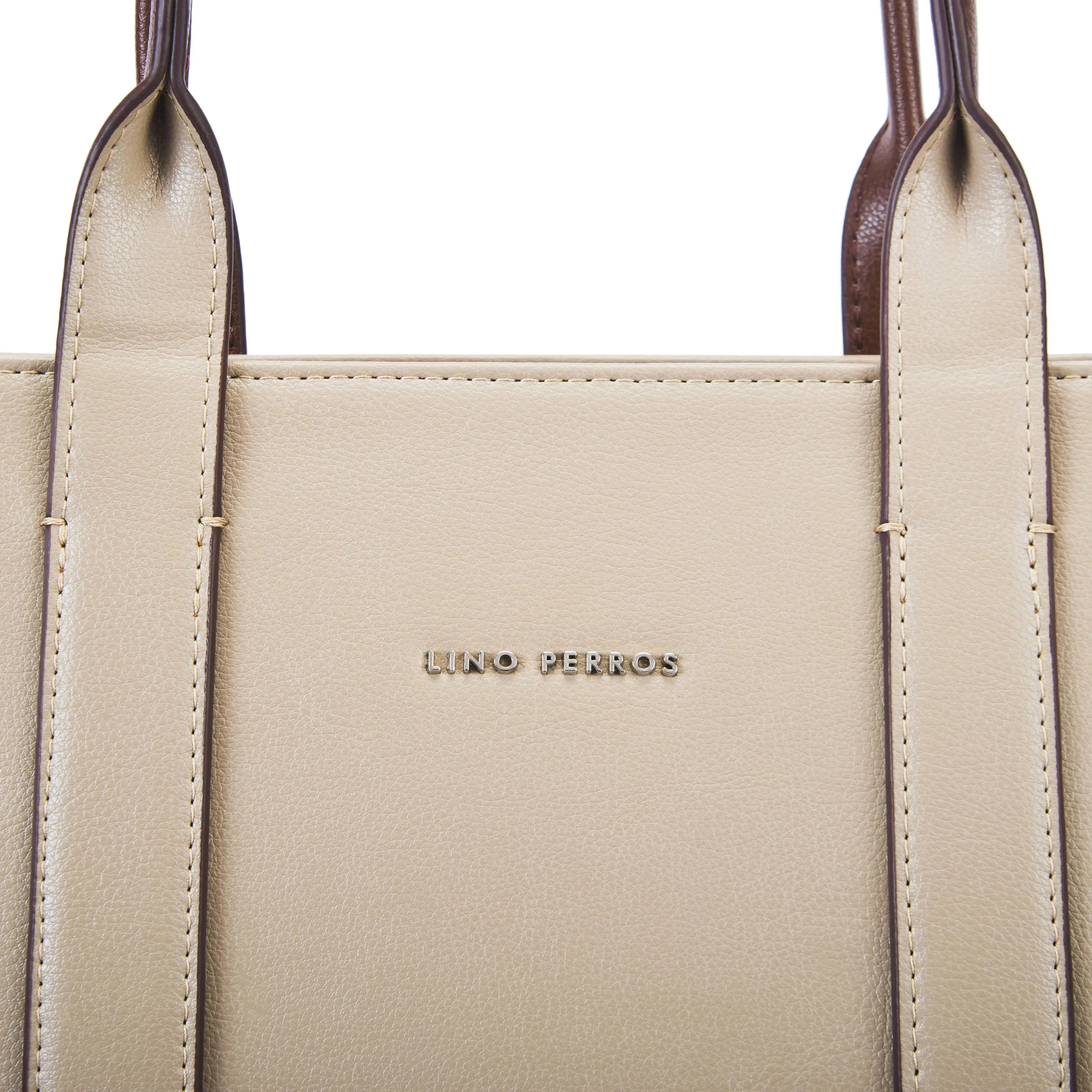 Voyage Color-blocked Commuter Beige Tan Tote bag - Lino Perros