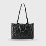 Maddie Quilted  Black Tote Bag