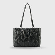 Maddie Quilted  Black Tote Bag