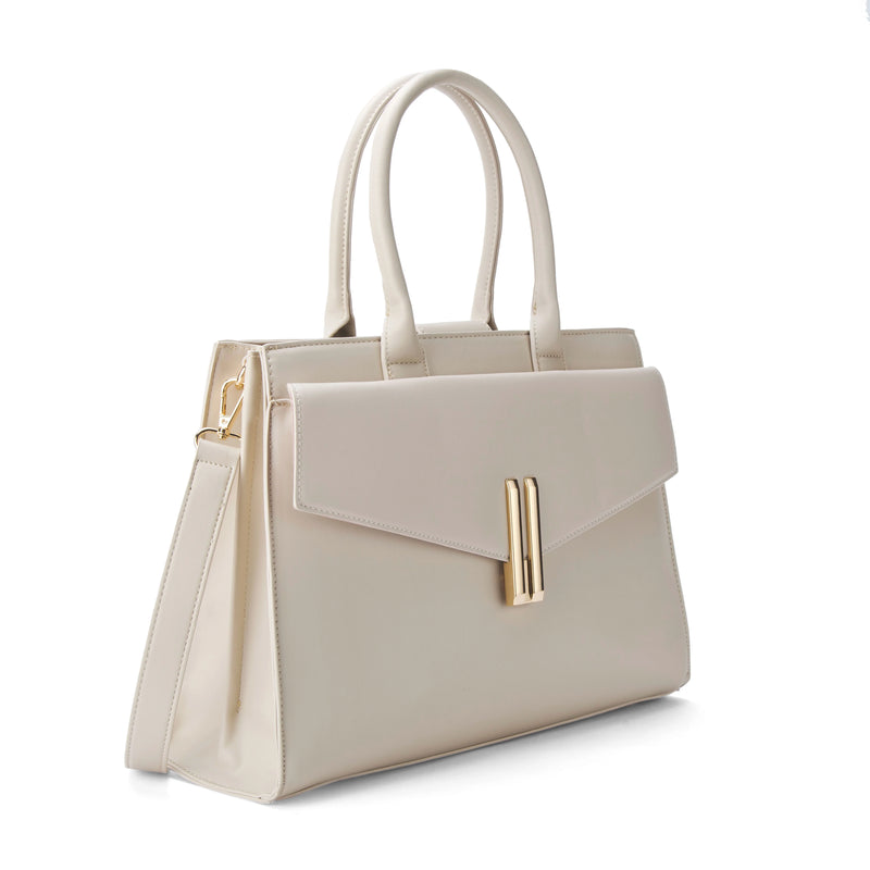Monroe Structured Beige Satchel Bag